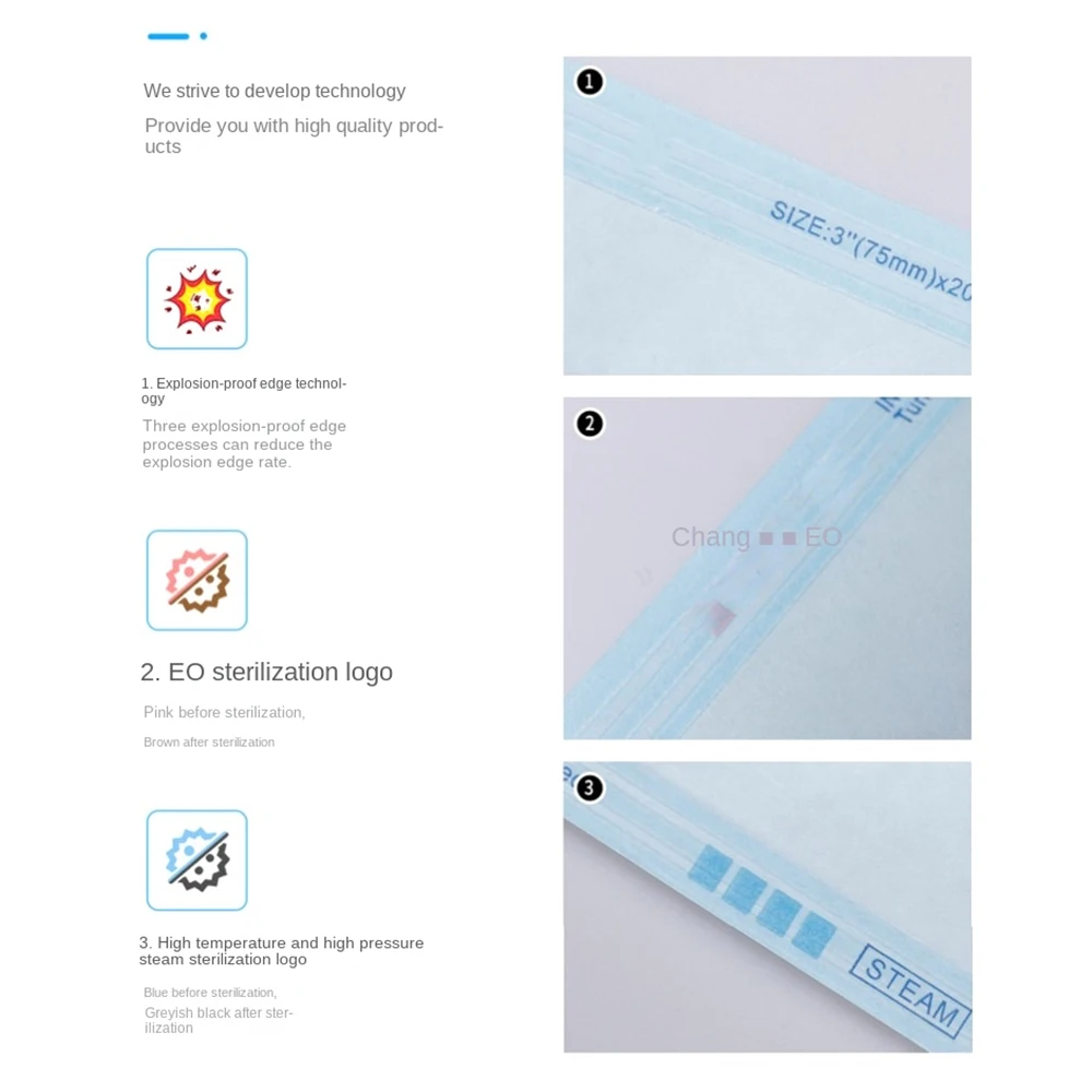Фото 200PCS Professional Dental Self -sealing Sterilization Bag Self -adhesive Punch Disinfection Oral Sealing Disposable Packaging №4