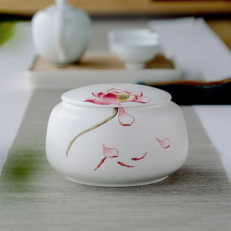 

Chinese Ceramic Airtight Jar Tea Storage Tank Small Home Tea Can