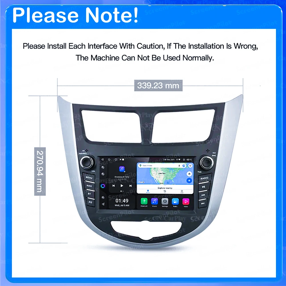 Фото 7-дюймовая автомагнитола Android 16 для Hyundai Solaris Accent 2010-2016 с Carplay, мультимедийный видеоплеер, стереосистема, GPS, без 2DIN №2