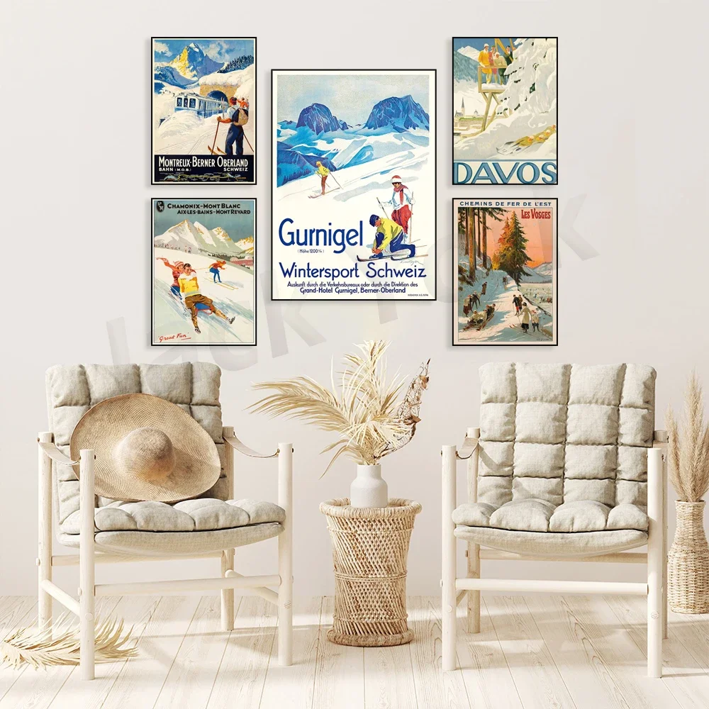 Kandersteg Switzerland -Artouste Cable Car - Ossau Valley Montreux-Oberland-Bernois MOB -Vintage Railway Poster