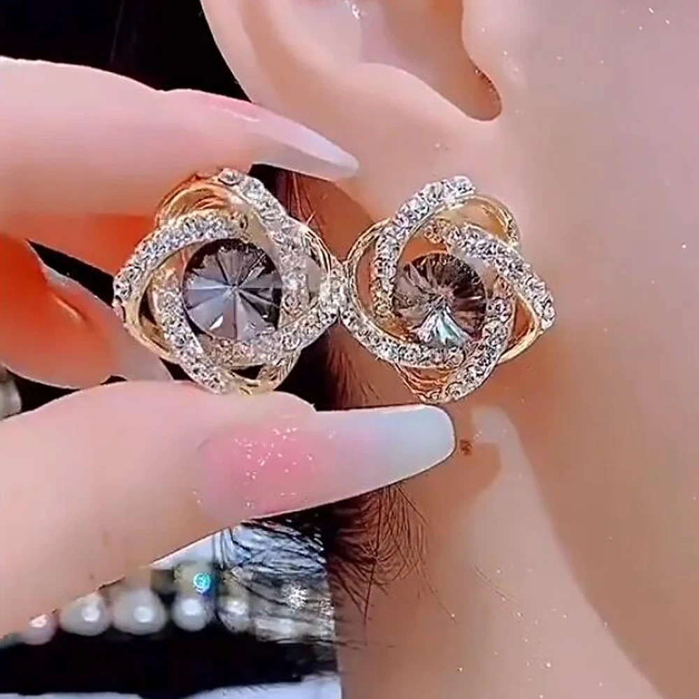 Earrings ear clips 2023 new Zirconia Earrings Jewelry for Women  for Women Sparkling Fine Jewelry Wrap Earrings Fashion