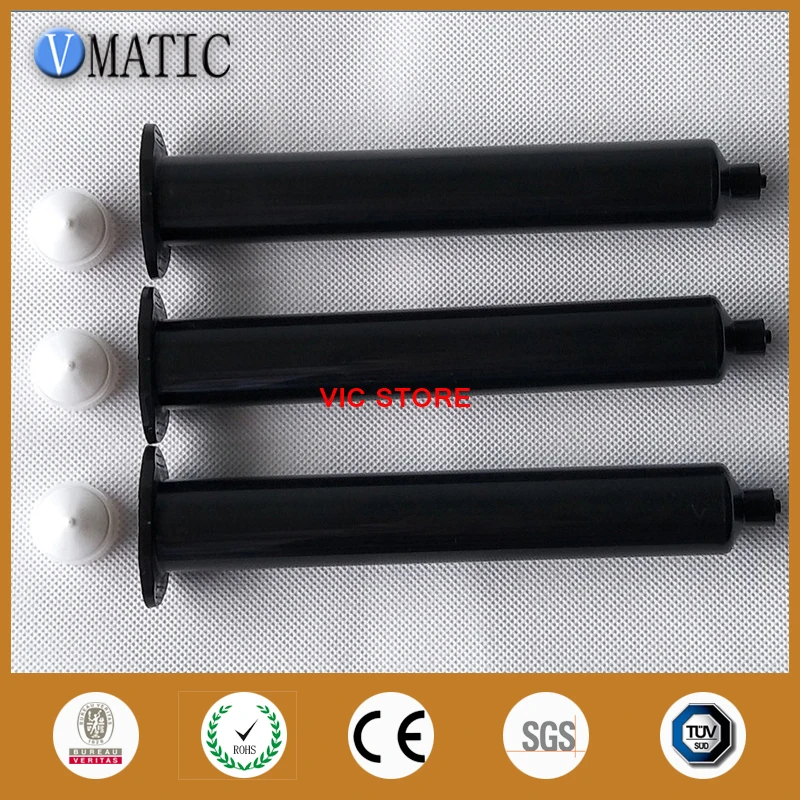 Free Shipping 3Pcs 55cc/ml Us Style UV Dispenser Pneumatic Syringe Black UV Dispensing Syringes With Piston