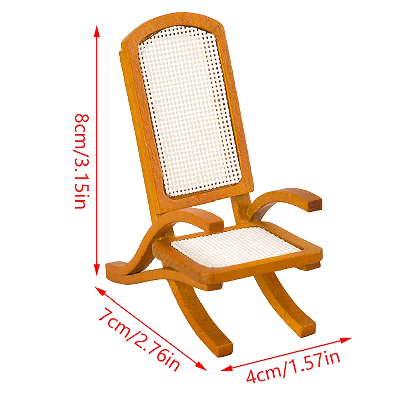 

1pc 1/12 Dollhouse Mini Wooden Chair Toy Dolls House Recliner Chair Model Dollhouse Furniture Decoration Accessories