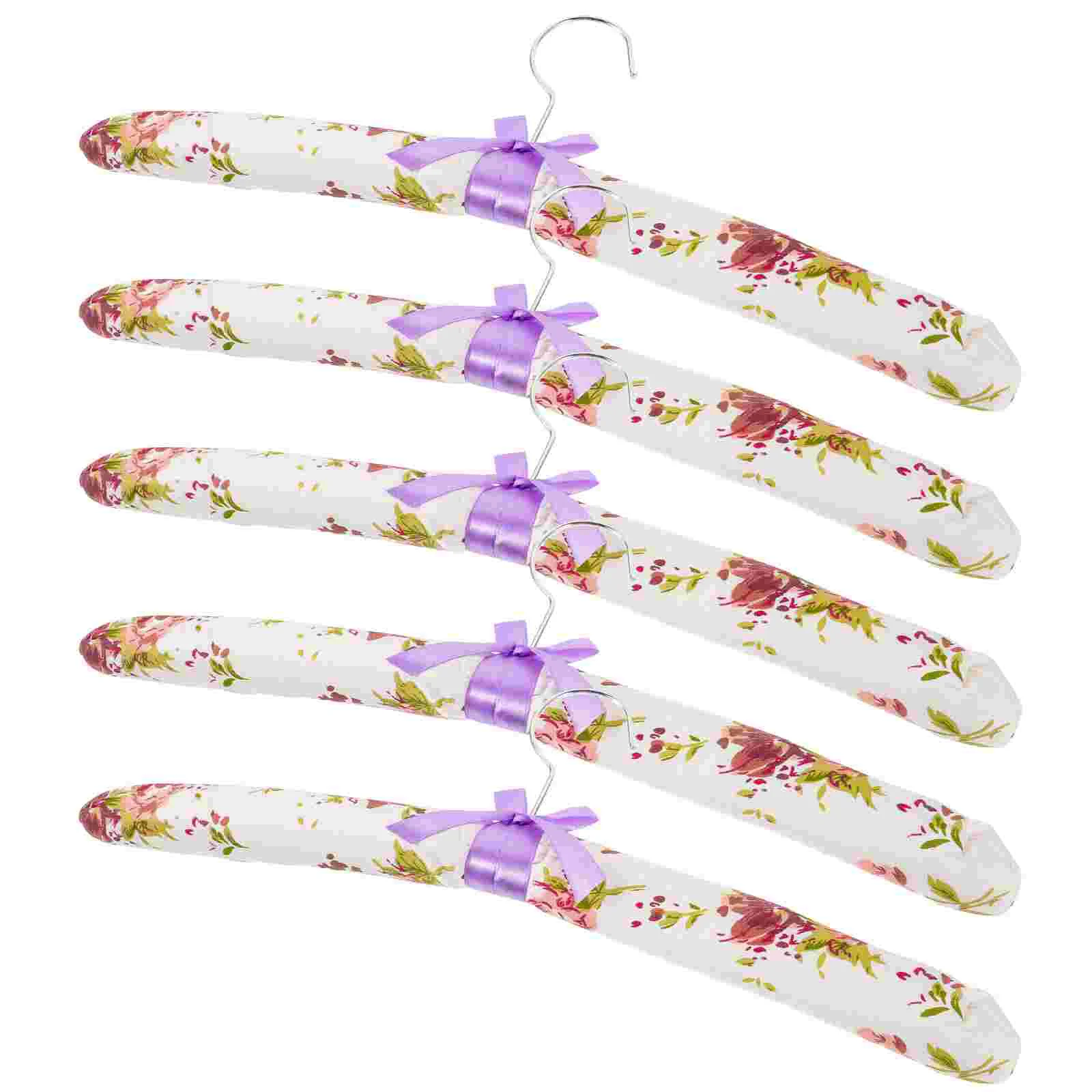 

5 Pcs Cloth Floral Hanger Sponge Dress Hangers Coat Padded Clothes Pants Non-slip Cotton Women's