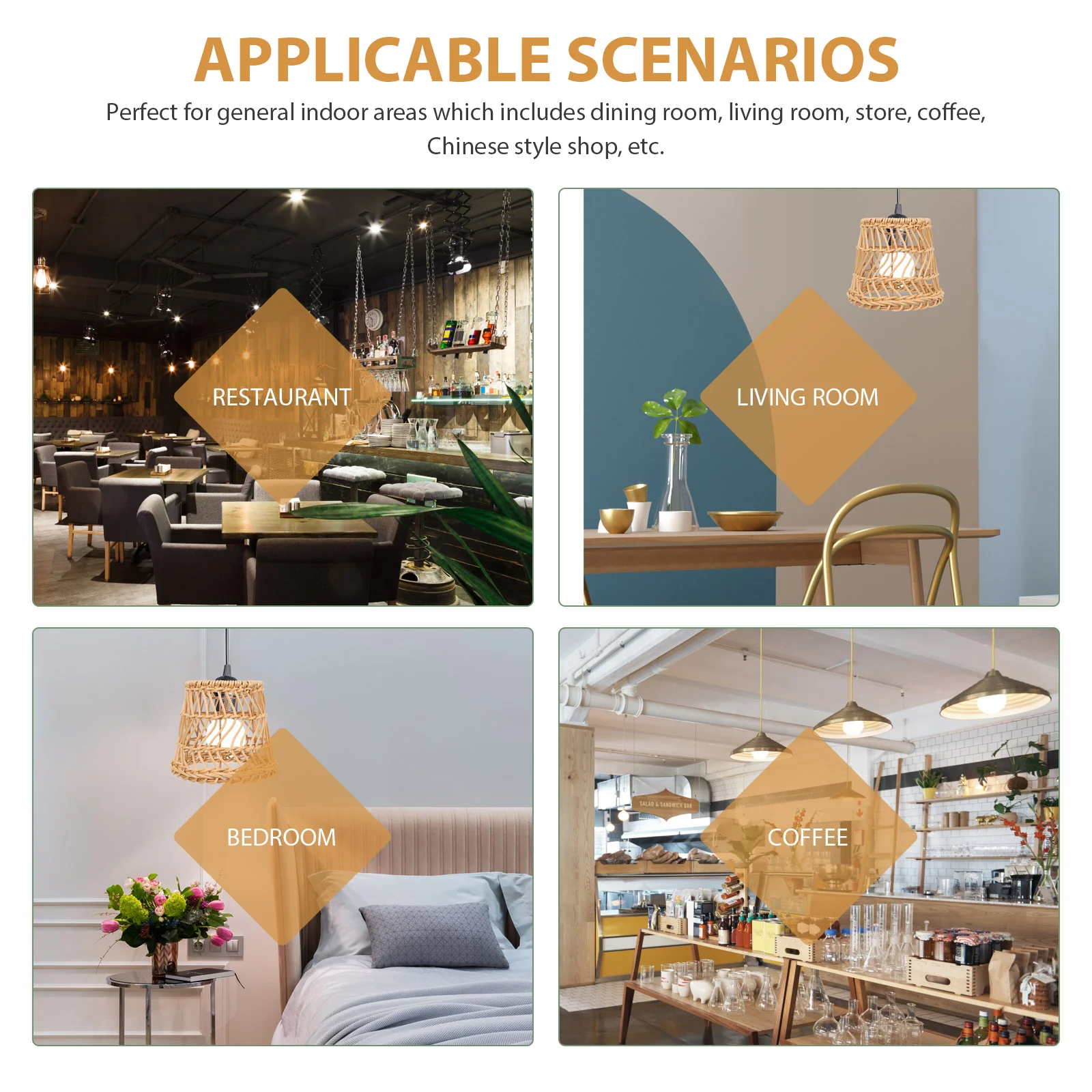 

Rattan Lampshade Shades Replacement Decorative Cover Table Office Retro Protector Pendant Light