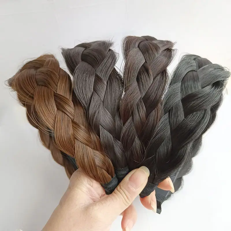 

Three Strands Thicken And Widen Hairband Handmade Fishbone Braid Wig Twist Braid Cover Hairline Non-slip Ladies Hair Accessories