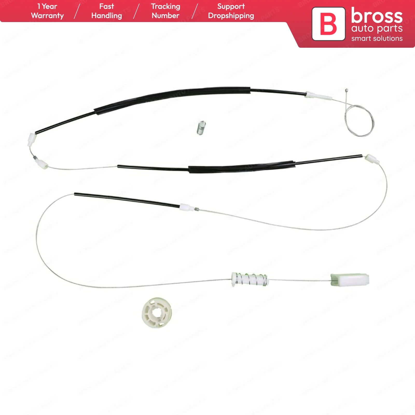 

Bross BWR1007 Window Regulator Repair Kit Front Left Door for Boxster 987 2005-2012 Cayman 987 First generation 2006-2012