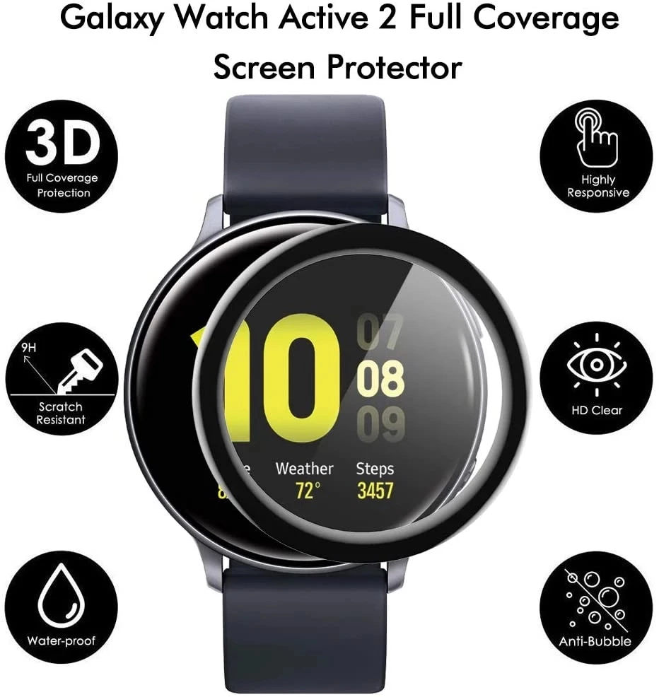Полноэкранная пленка для Samsung Galaxy Watch Active 2 40 мм 44 Защитная 4 5 Pro 45 Аксессуары пленки
