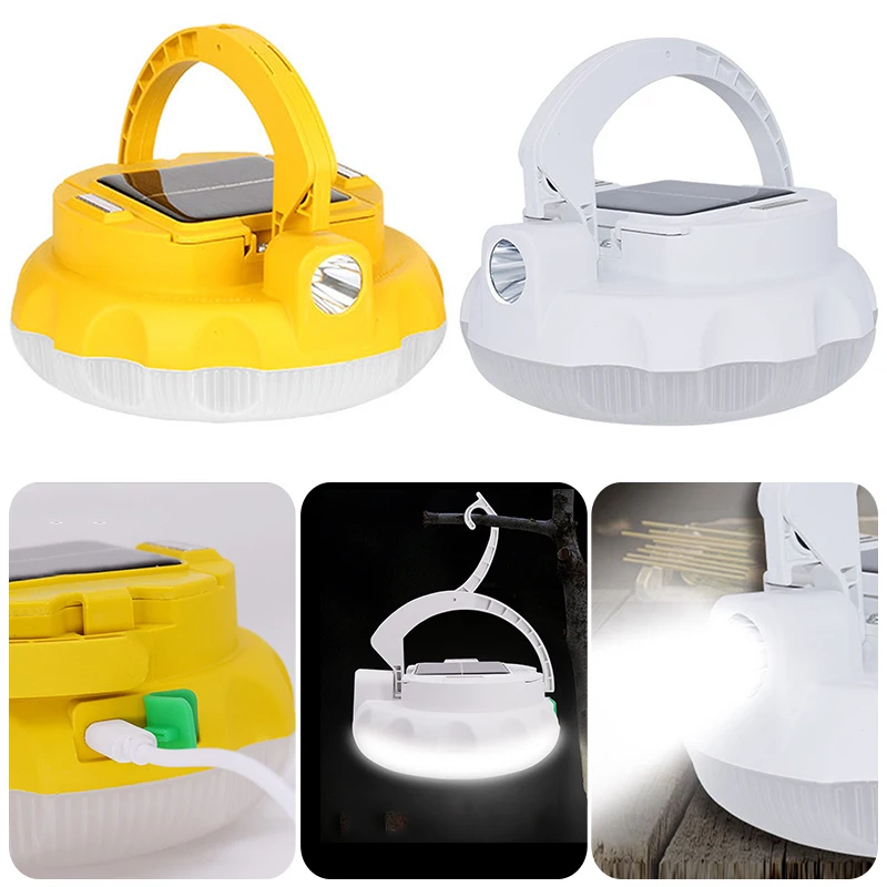 

Solar Camping Light 4-gear Dimming Night Fishing Bulb Light Type-C Charging Dual Light Source Waterproof with Hook for Home