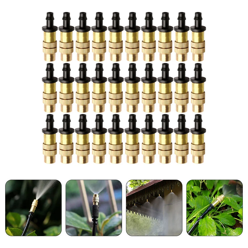 

50 Pcs Component Copper Irrigation Sprinkler Hose Nozzles Adjustable Spray Greenhouse Watering Atomizing System Parts