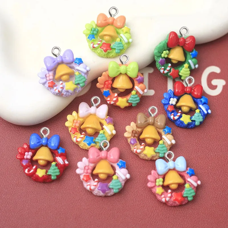 

10 шт. Рождественская гирлянда, шармы из смолы для изготовления ювелирных изделий, подвеска «сделай сам», украшение, поделки, женские серьги, ожерелье, брелок, аксессуары