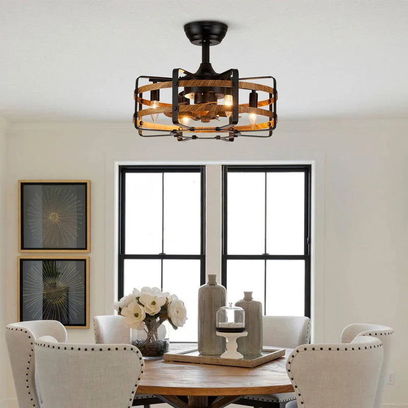 

Новые американские потолочные ретро-вентиляторы с дистанционным управлением 110 В 220 В, потолочные вентиляторы с искусственным внешним видо...