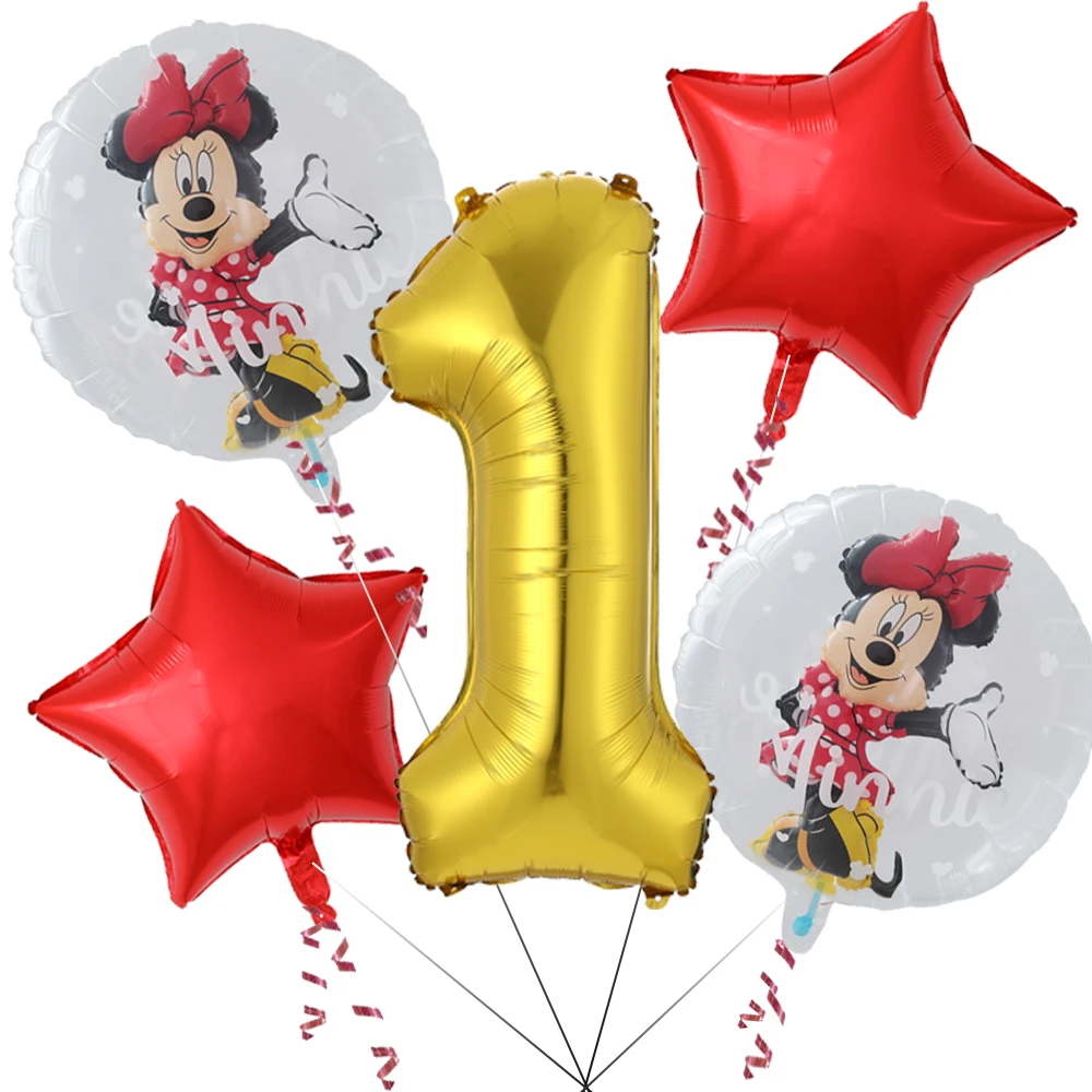 

5Pcs Disney Mickey Minnie Mouse Party Balloons Set Star 32inch Number Foil Ball Kids Birthday Decoration Baby Shower 1st Balloon