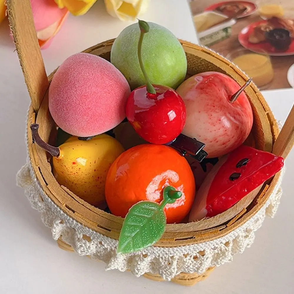 Имитация персика искусственная еда вишня милый зажим для волос детский утконоса