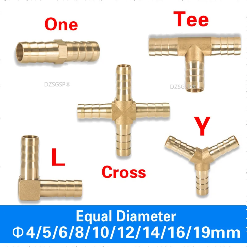 

Brass Pipe Fitting 2 3 4 way connector For 4mm 5mm 6mm 8mm 10mm 12mm 16mm 19mm hose copper Pagoda Water Tube Fittings
