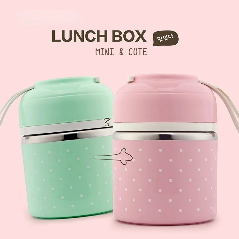 

Cute Japanese Lunch Box For Kids Portable Outdoor Stainless Steel Bento Box Leak-Proof Food Container Kitchen Food Box