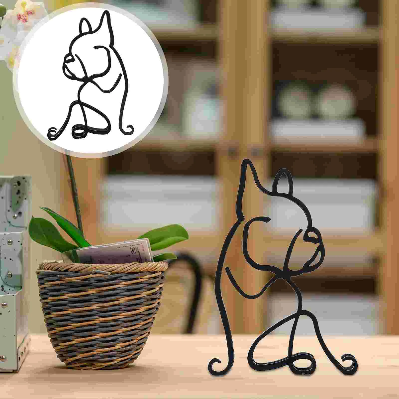 

Dog Iron Statuedesktop Wall Decoration Figurine Metal Animal Sculpture Table Handicraft Minimalist Ornament Home Abstract