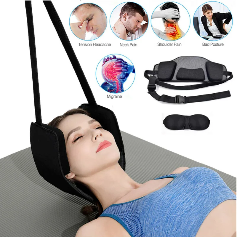 Neck Head Hammock For Text Cervical Back Pain Relief With Free Eye Mask And Durable Elastic Safety