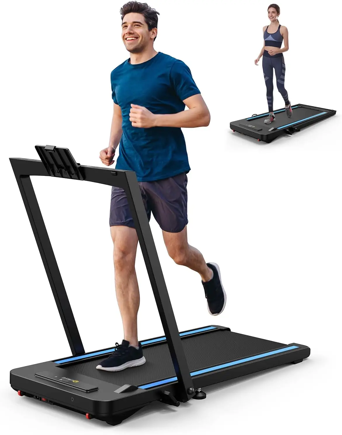

Desk Treadmills, 2.5HP Folding Treadmill with Dual LED Display & Remote, 2 in 1 Treadmills for Home Office, Walking Pad Trea