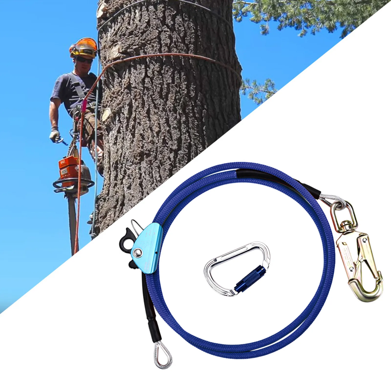 1/2 In X 12ft Steel Wire Core Flip Line Kit Climbing Positioning Rope For Arborists Climbers Tree Climbers For Arborist EU Stock