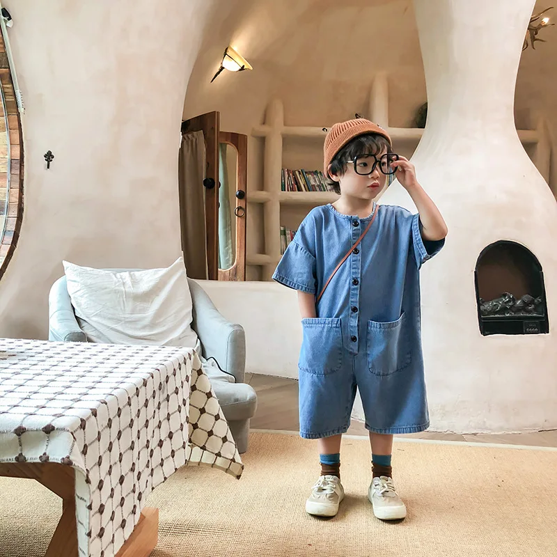 

Детский джинсовый комбинезон, детский джинсовый комбинезон для девочек и мальчиков, шорты, комбинезоны, новая летняя одежда для малышей, цельные штаны