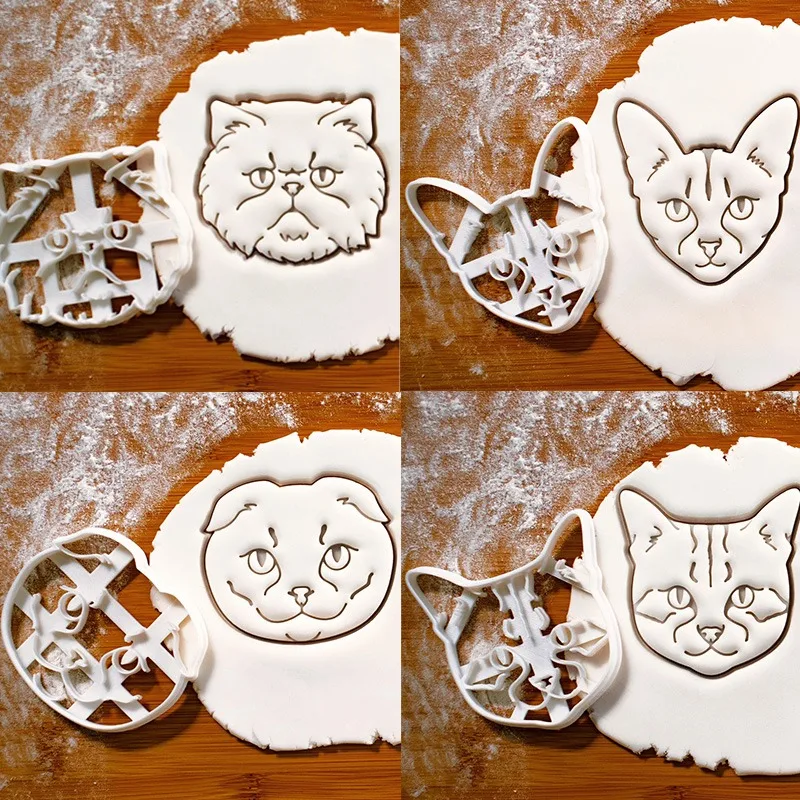 

Cartoon Pet Cats Cookie Cutter and Fondant Embosser Cute Kitten Biscuit Mold Cake Decorating Tools Pastry Baking Accessories