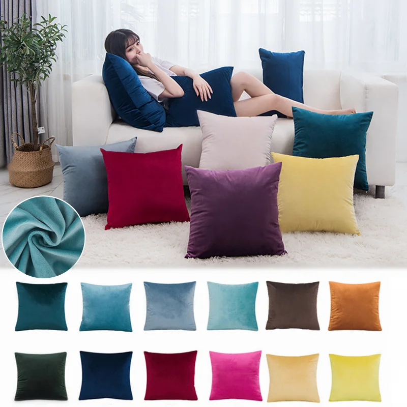 

Candy Color Throw Pillow Case Solid Color Cushion Cover Decorative Pillows Cover for Sofa Pillowcases funda almohada kussensloop