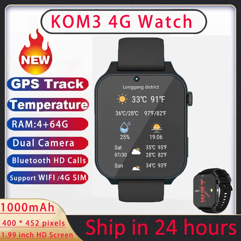 

1.99" Smart Watch Ultra KOM3 NFC GPS Dual CPU Camera Smartwatch 2023 Men Sport Watches For Apple Android Full Network Sim Card