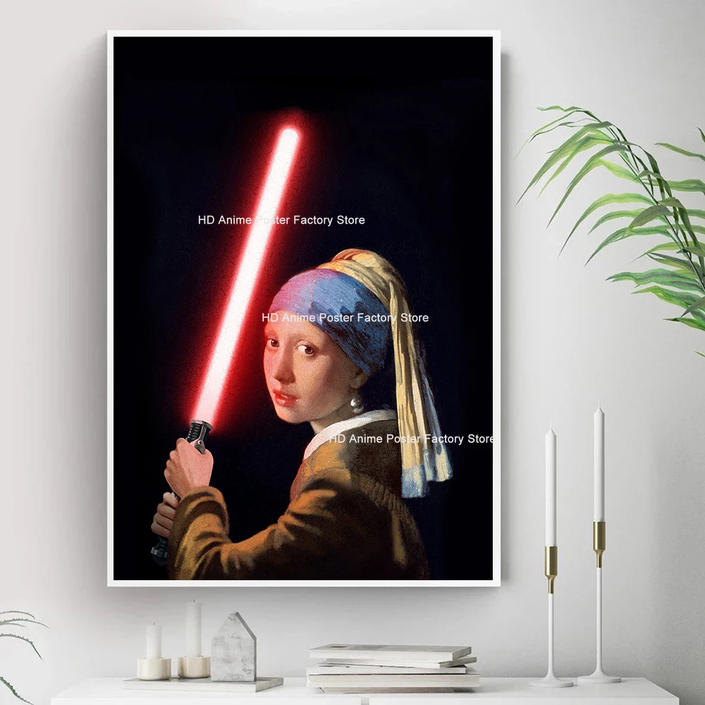 

Disney Star Wars Poster Girl with A Pearl Earring Canvas Painting Living Room Decor Funny Wall Art Prints Mural Home Decor