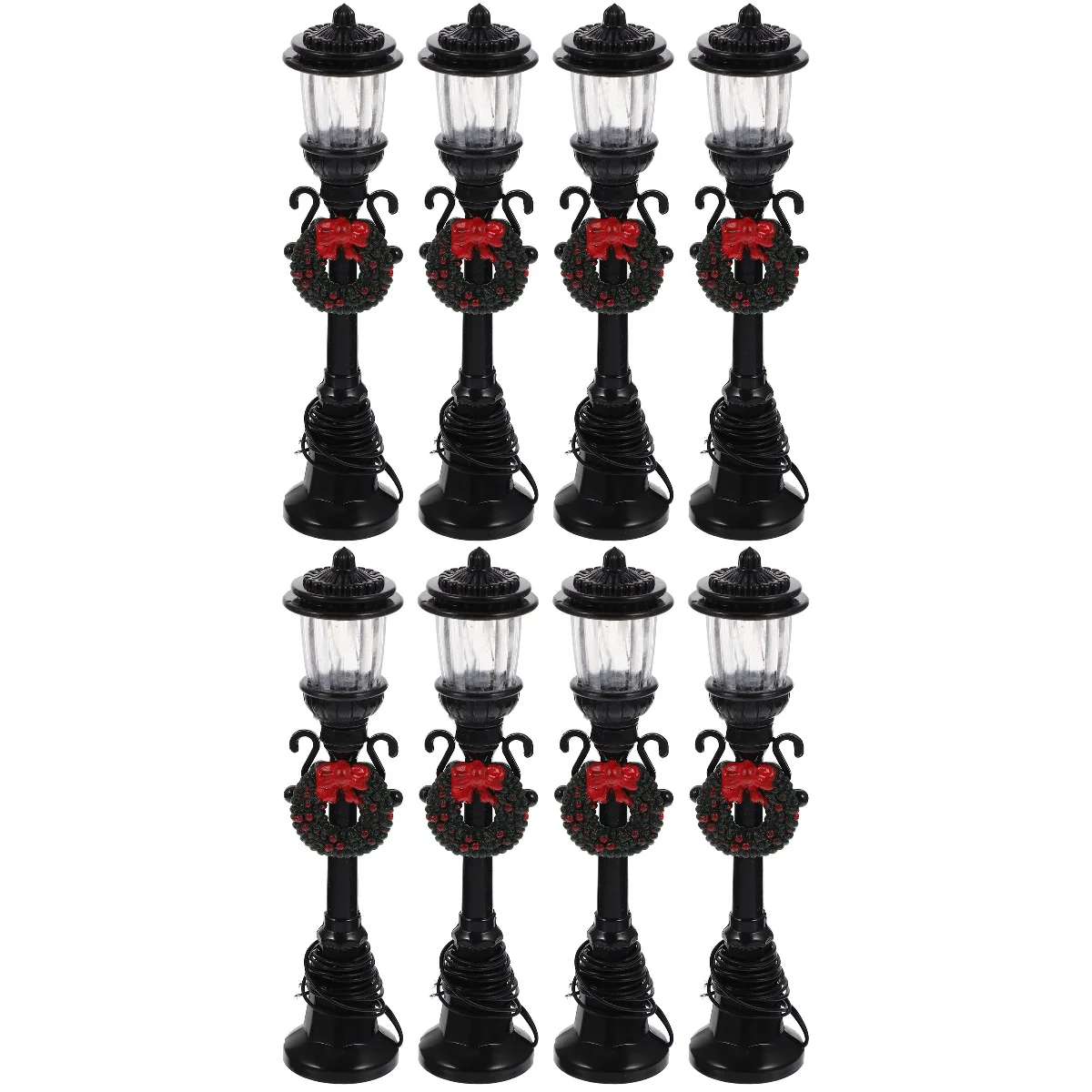

8 Pcs Mini Street Light Model Lamp House Supply Garden Decor Prop Toys Small Abs Scene Models Retro