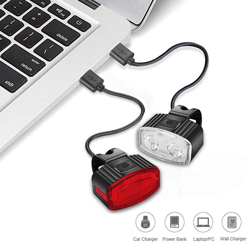 

1PC Bike Light Waterproof LED USB Rechargeable Bicycle Front Rear Lights Mountain Bike Headlight Cycling Taillight Bicycle Lamps