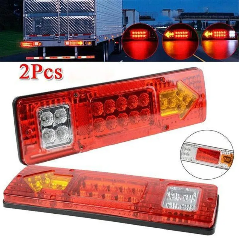

2pcs 12V 24V LED Tail Light Waterproof Tail Light Trailer Car Caravan Truck Rear Brake Stop Turning Signal Indicator Lamp