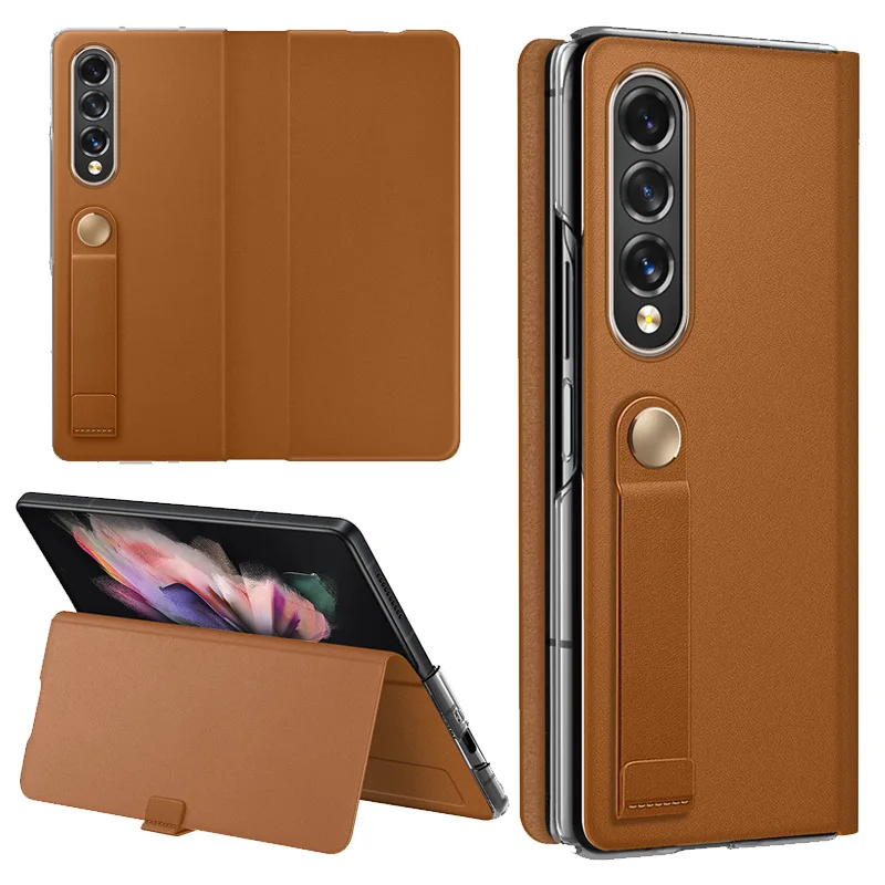 

Защитный чехол-подставка для Samsung Galaxy ZFold3, чехол для телефона из искусственной кожи, защитный деловой чехол для W22, защитный чехол