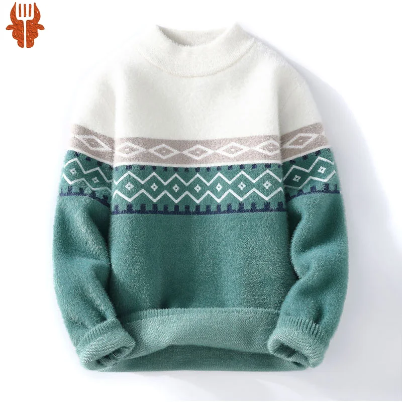 

Мужской пуловер, свитер для мужчин, новинка 2022, зимний модный черный полосатый свитер в Корейском стиле, Повседневный свитер, вязаный милый ...