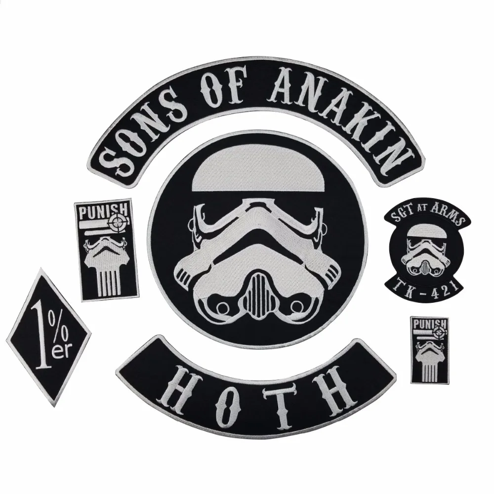 Нашивки с вышивкой Sons of Anakin Hoth, полный комплект, панковская задняя куртка, Байкерская Одежда для мотоциклиста, нашивка с утюгом, украшение «сделай сам»