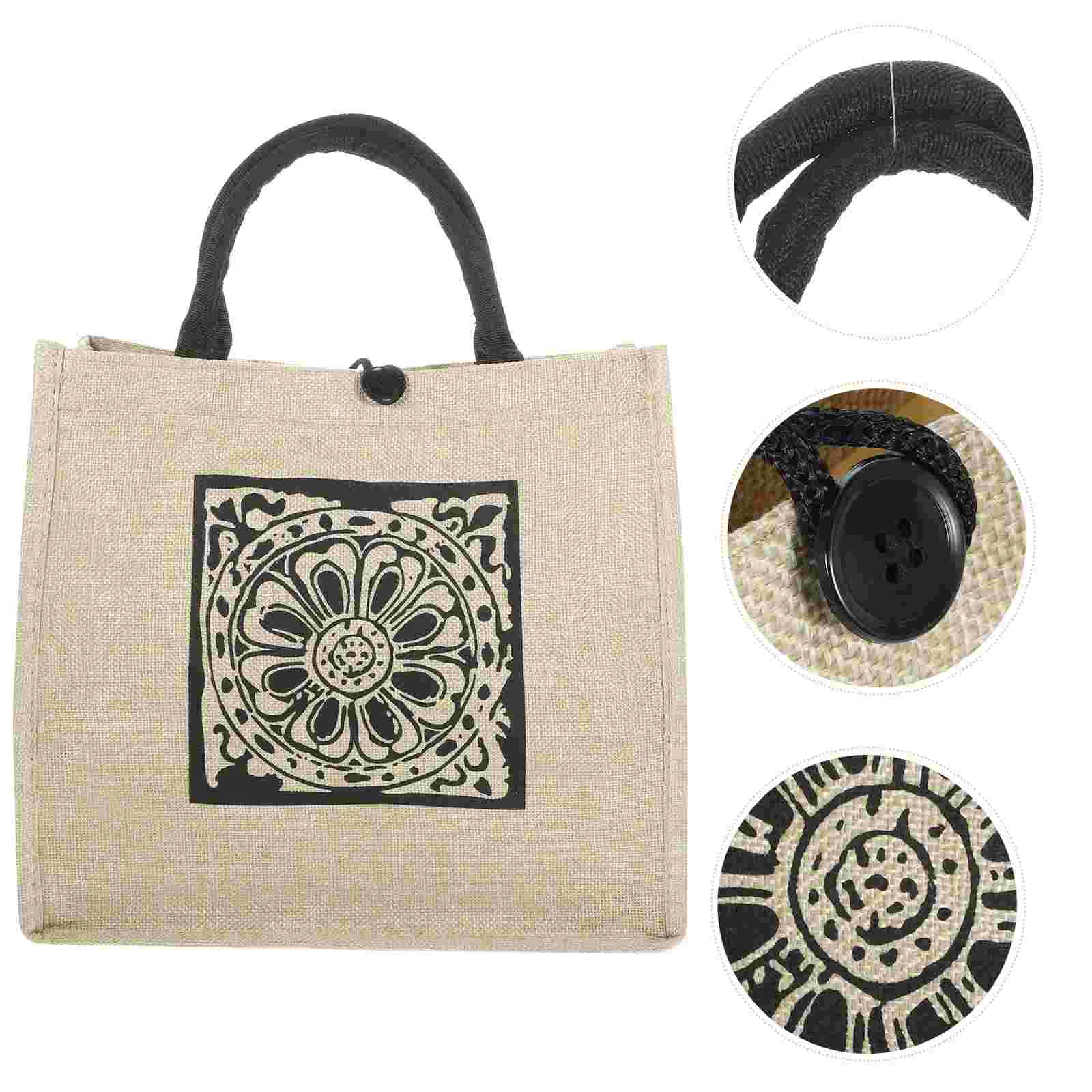 

Shoulder Bag Favors Flax Shopping Reusable Grocery Tote Burlap Women Bags Small Handles