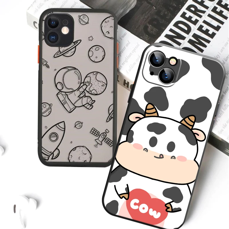 

Cute Cow Phone Case For Apple iPhone 13 12 11 Pro 12 13 Mini X XR XS Max SE 6 6s 7 8 Plus Liquid Silicon Carcasa Soft