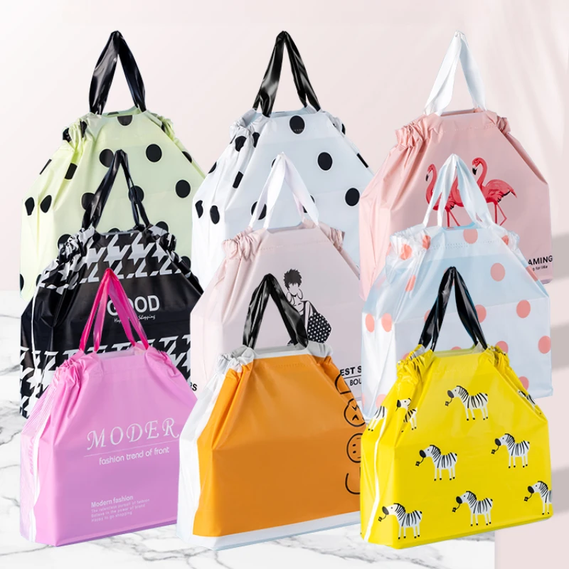 

A Variety of Frosted Plastic Drawstring Bags Cosmetics Clothes Shop Packing Bags Take Away Bags Handheld Thickened Plastic Bags