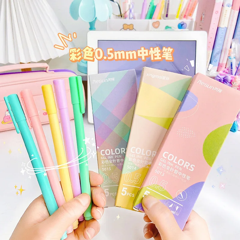 

Набор гелевых ручек 5 шт./компл. Morandi Kawaii 0,5 мм, цветные чернила, ручки для письма, журнал, милая ручка для подписи, школьные и офисные канцелярские принадлежности