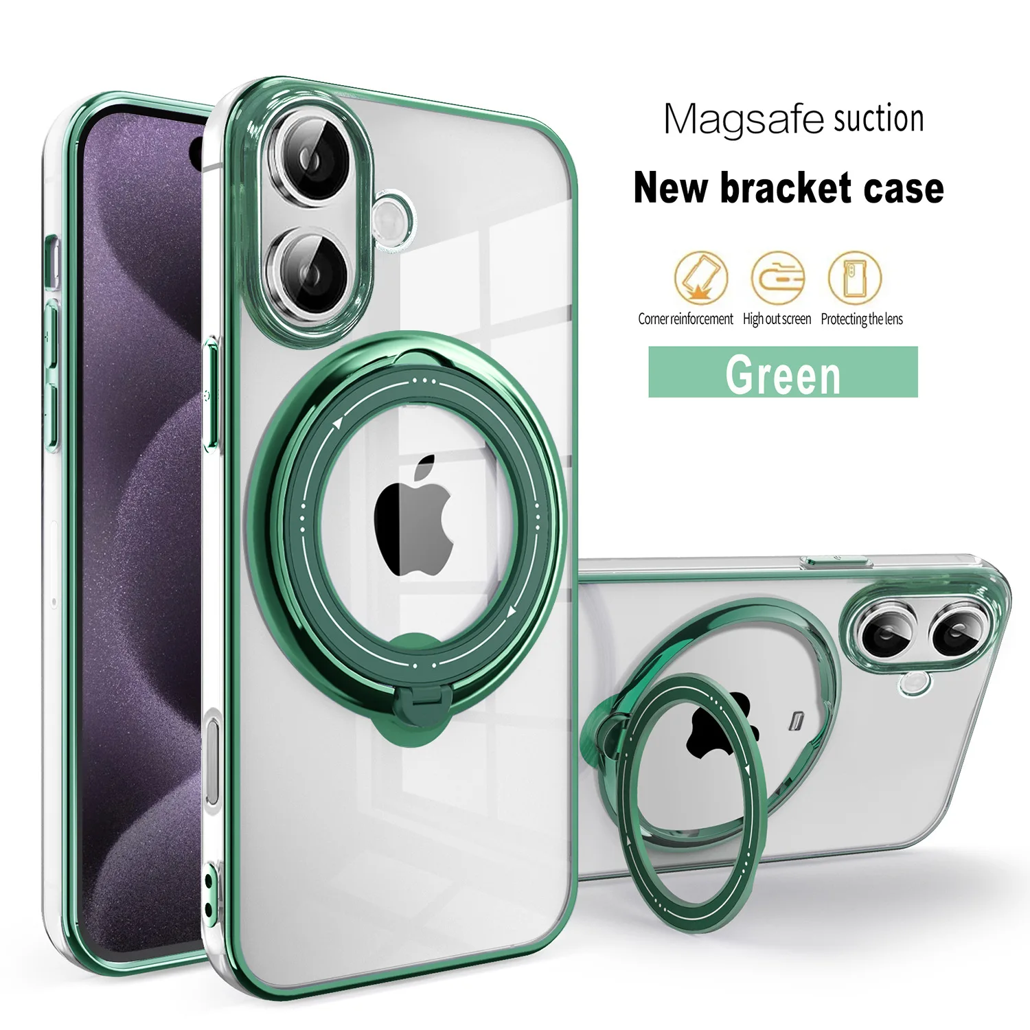 wholesale 50pcs mobile phone cover Kickstand ring Designer TPU Magnetic Transparent Shockproof cellPhone Case for iPhone sumsung