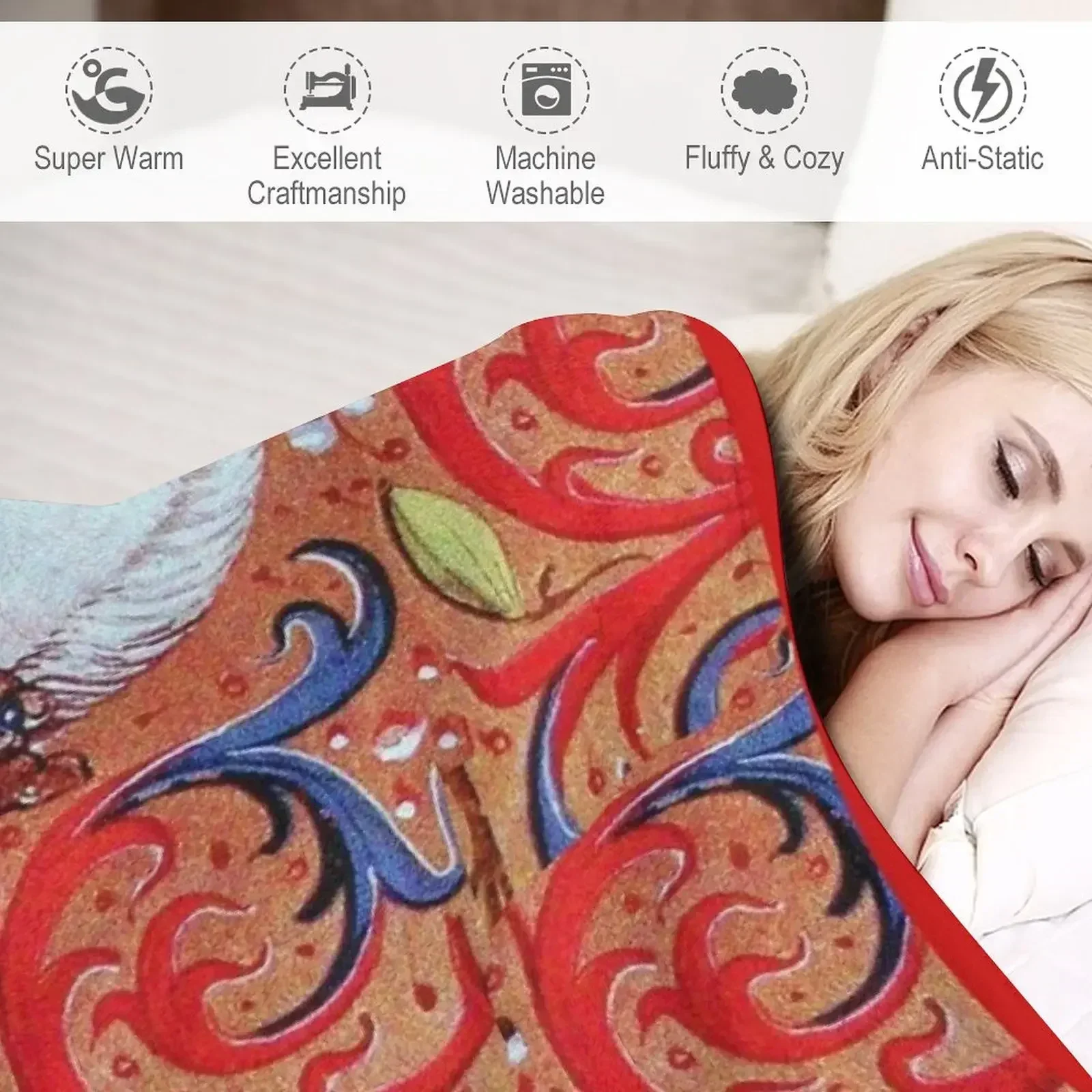 Единорог с красным синим белым цветочным принтом средневековое миниатюрное