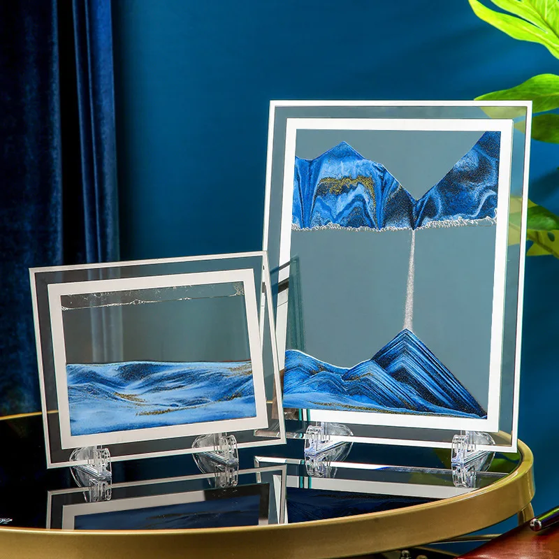 

Moving Sand Art Picture Glass 3D Hourglass Deep Sea Sandscape In Motion Display Flowing Sand Painting 7/12inch Gift Home Decor
