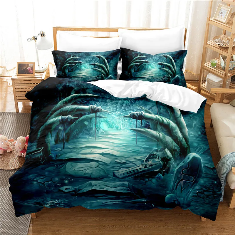 

Horror Theme Gothic Skull Bedding Set Sugar Skull King Duvet Cover Microfiber Skeleton Floral Comforter Cover For Teens Adults