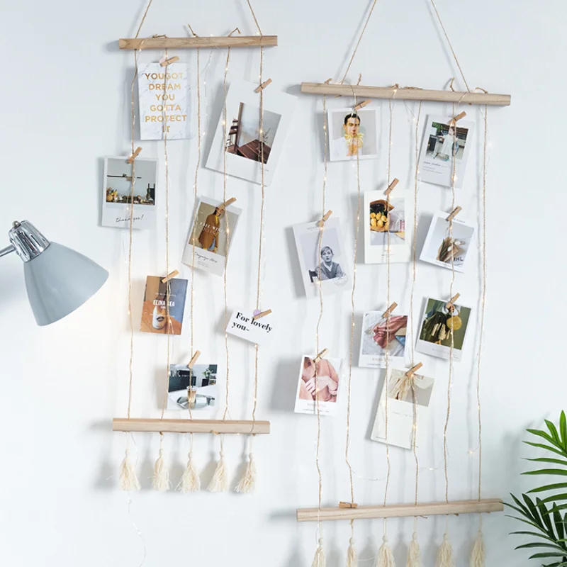 

minimalist Modern hemp rope tassel wall hanging photo clip living room creative decoration dormitory wall decoration