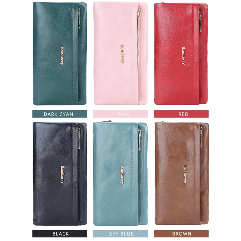 

Women Wallets Fashion Long PU Leather Top Simple High Quality Card Holder Classic Female Purse Zipper Wallet For Women