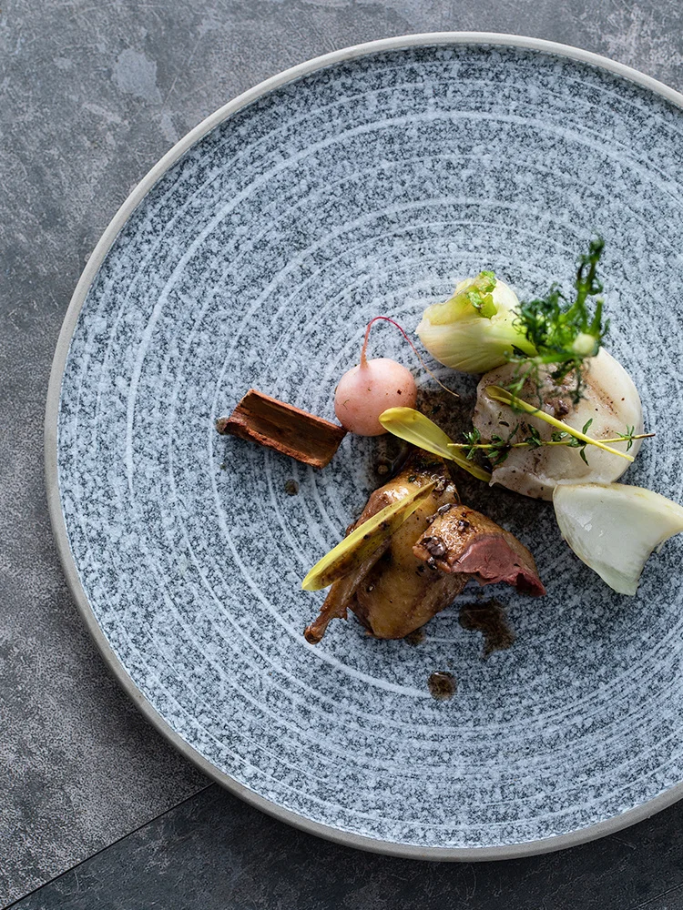 

Керамическая тарелка, домашняя креативная обеденная тарелка, тарелка для фруктов, круглая тарелка для завтрака, тарелка для итальянской ма...