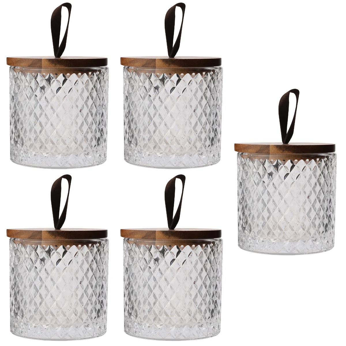 

5x Coffee Tea Airtight Storage Tea Coffee Jar With Wood Lid Canister Coffee Jar for Kitchen