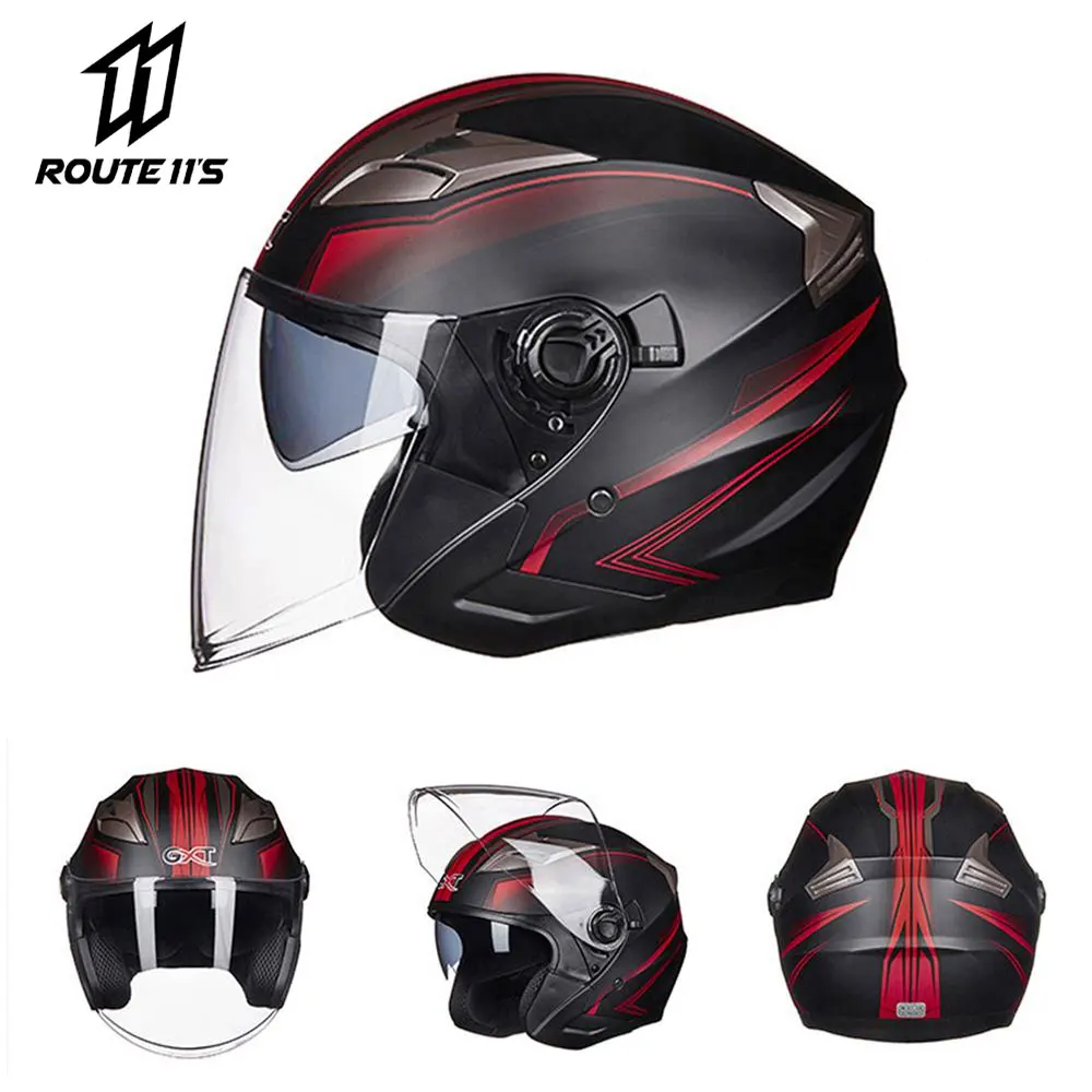 

GXT мотоциклетный шлем половина лица ABS мотоциклетный шлем электрический безопасный шлем с двойными линзами мото шлем для женщин/мужчин Casco Moto #