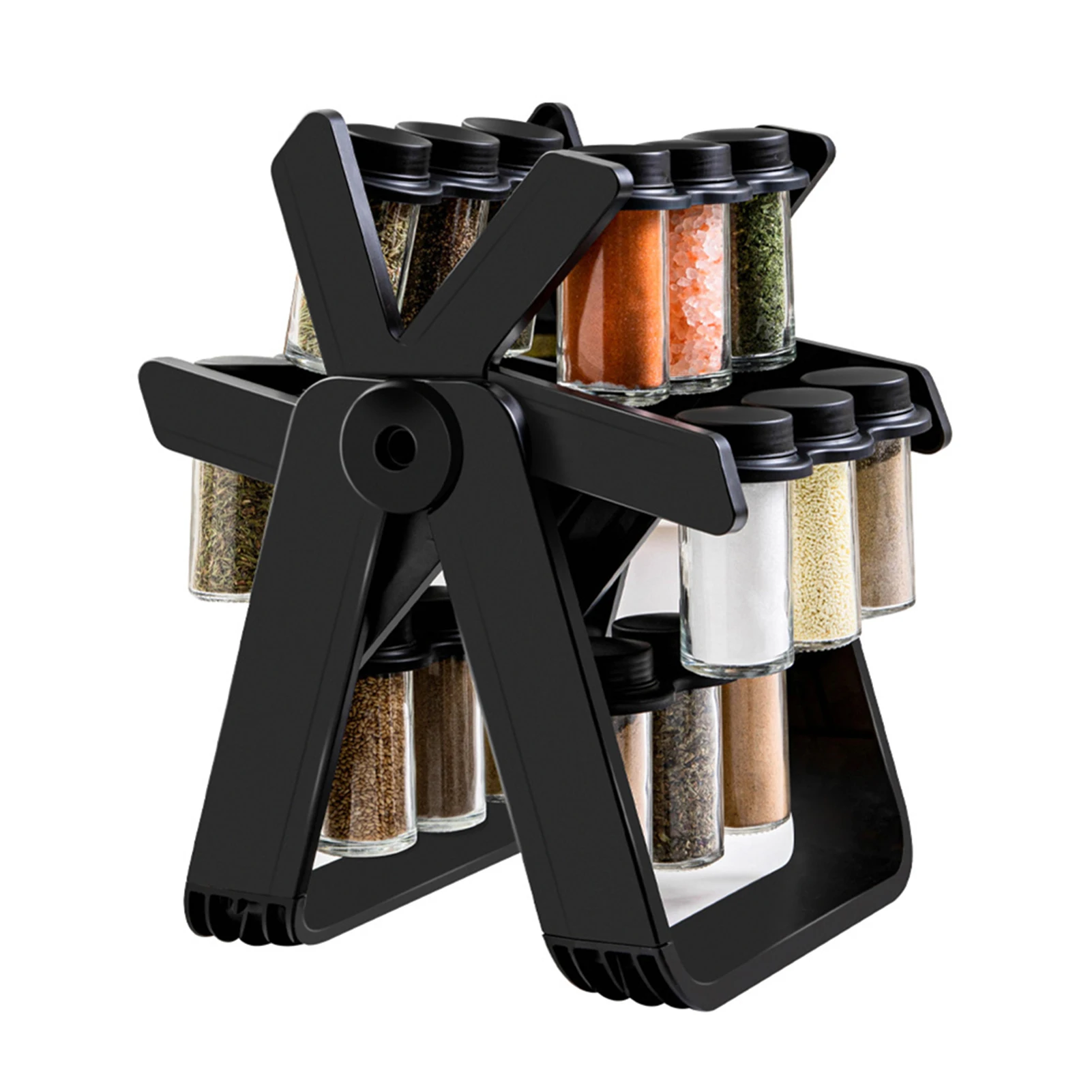 

Creative Ferris wheel Rotating Glass Spice Jar Rack Clear Seasoning Jar Kitchen Storage Rack Spice Dispenser Seasoning Shelf