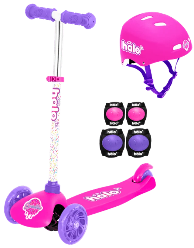 

Jr. 3-х колесный скутер Combo - Sweet Pink-скутер, шлем, наколенники и налокотники